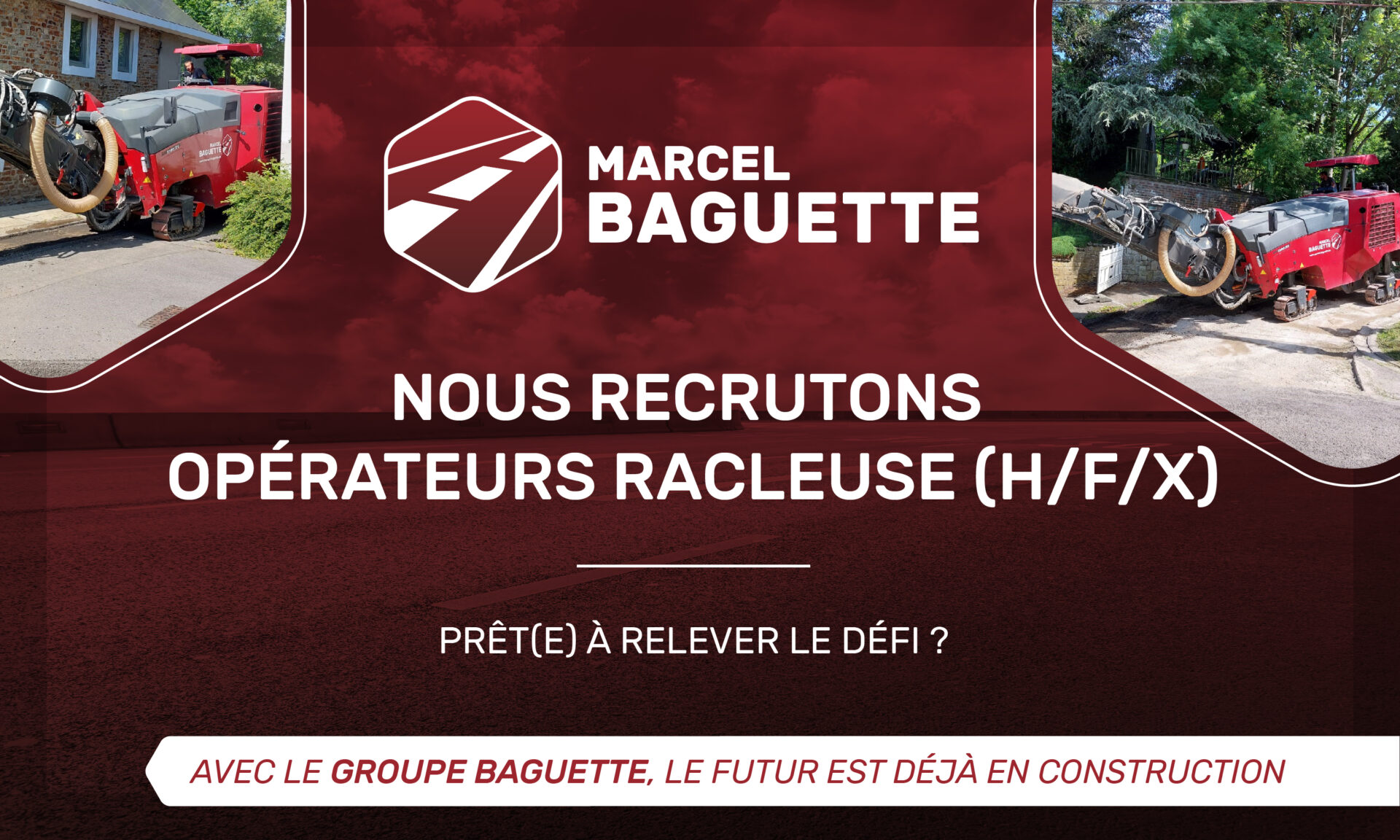 Visuel pour le recrutement d'ouvriers racleuse au sein de Groupe Baguette