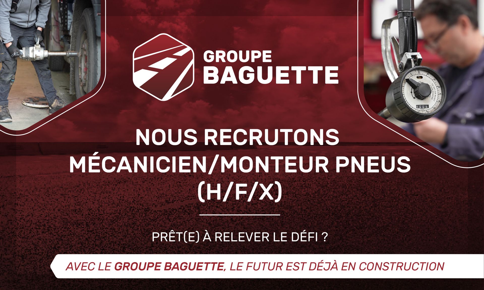Visuel pour le recrutement d'un mécanicien/monteur pneus